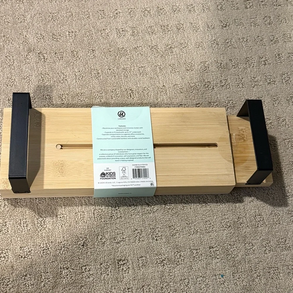 Elegant Bamboo Bath Storage Riser with Black Legs
